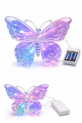 Näve LED Schmetterling Leuchte bunt   Acryl Deko Licht batteriebetrieben