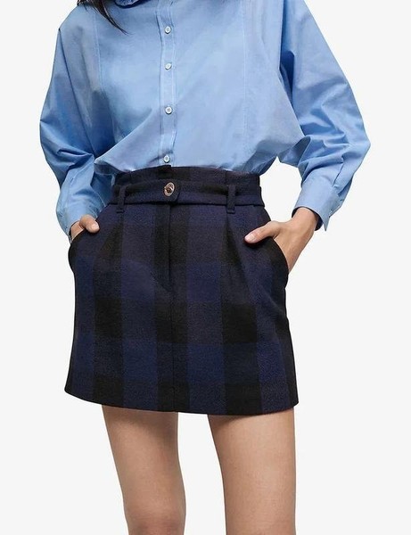 Women Maje Skirt Navy Cotton 36
