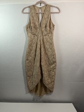 WOW Couture Beige Lace Dress Lined Bodycon Cocktail Fitted Size M