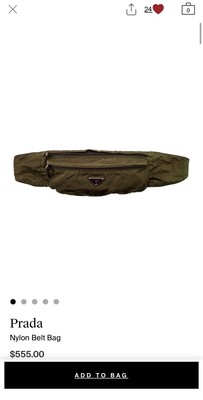 Authentic Prada Triangle Logo Nylon Waist Bag Shoulder Bag  Fanny Pack Green