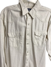 Vintage Wrangler Western Snap Shirt Size 16 1/2 x 34 XL Tails Cotton Twill USA