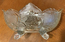 Lombardi By Jeanette Clear Glass Oval Footed Fruit Bowl Centerpiece Serving Bowl