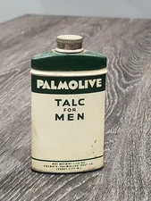 Vintage PALMOLIVE TALC FOR MEN Tin, 1 1/2 oz, Colgate-Palmolive-Peet Co  1940s