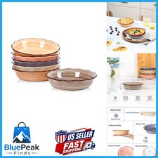 Selamica Ceramic Mini Pie Pans Set of 6, 6 Inch, Fluted Edge, Microwave & Oven