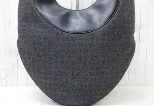 Bolso de hombro BVLGARI Ascot Logomania cuero lona negro para mujer de Japón - Imagen 10 de 24