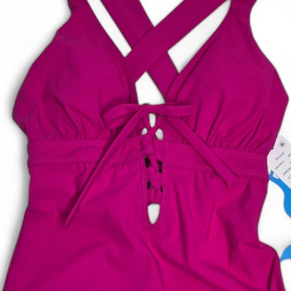 Nuevo con etiquetas Traje de baño de una pieza Miraclesuit Skinnydippers Jelly Beans Melocotón boina rosa S Foto 3 de 4
