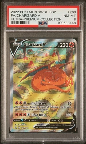 2022 POKEMON SWSH BLACK STAR PROMO #260 FULL ART/CHARIZARD V PSA 8