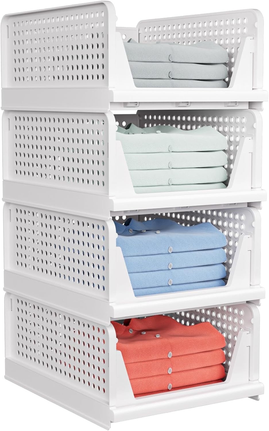 Folding Closet Organizers Box Stackable Plastic Basket Drawer Shelf Container
