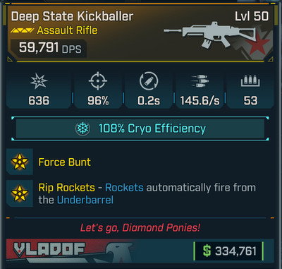 Borderlands 4   MODDED RIFLE   Deep State Kickballer AR CRYO   Lvl 50   PS PC XB