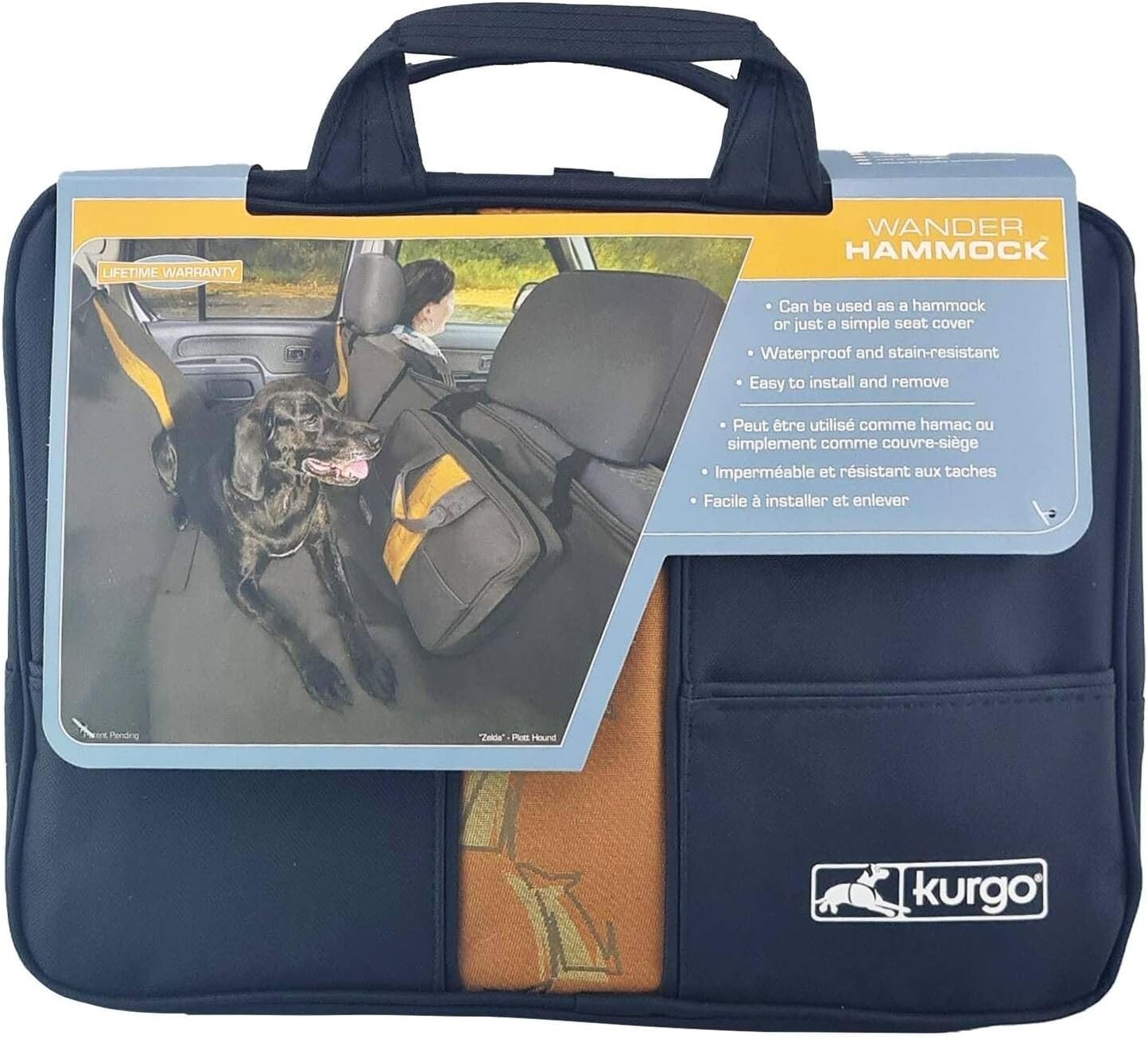 Kurgo Wander Hammock Cover, Dog Car Seat Protector - Black