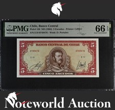 Chile Banco Central 5 Escudos ND (1964) P 138 UNC PMG 66 EPQ 3rd TOP POP