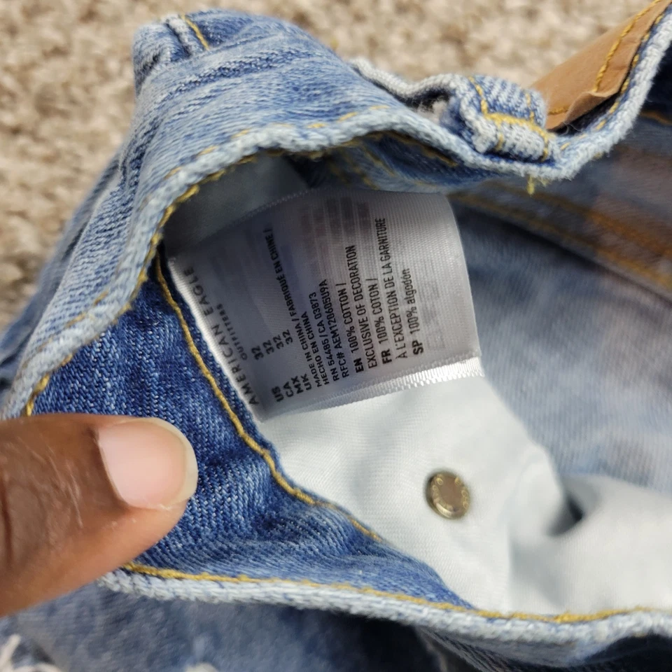 American Eagle Denim Shorts Mens 32 Blue Dark Wash Distressed Denim  - Image 3 of 4