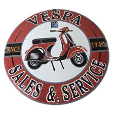 Vintage Vespa Sign - Gas Motorcycle Bike Gas Pump Porcelain Sign