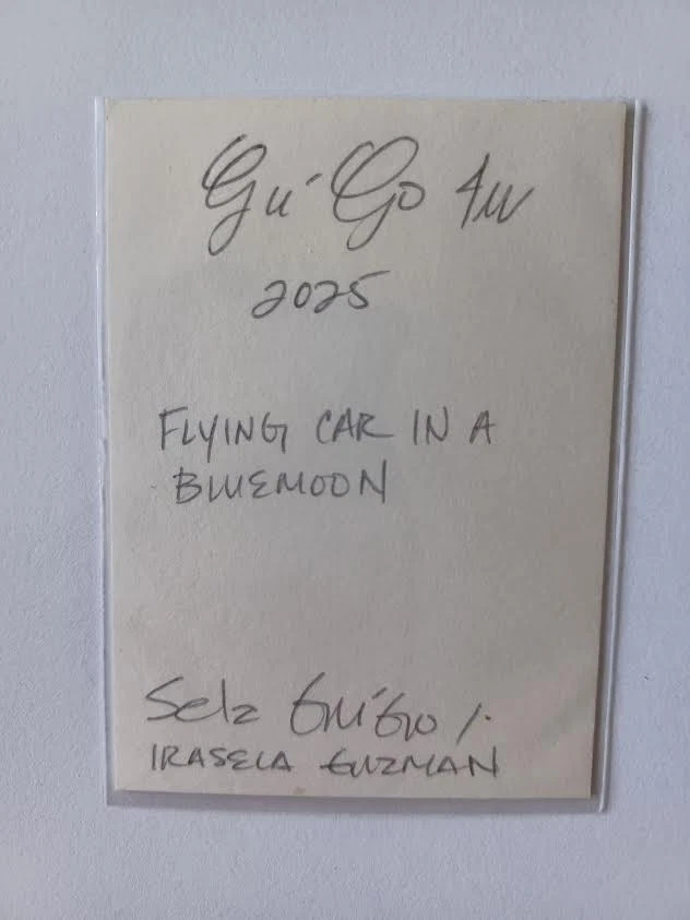 Original ACEO Art Card Miniature Art  Futuristic Sci-Fi UFO Flying Car GU-GO  - Image 3 of 3