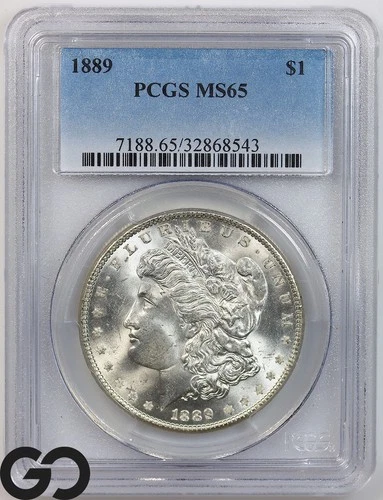 1889 Morgan Silver Dollar Coin, PCGS MS-65 ** Lustrous White Blazer!