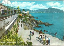 Genova Nervi, Passeggiata a Mare, Stazione FS, Railway Station, Blocco 3 cart.