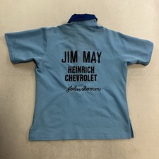 Vintage 1960s 70s Hilton Bowling Shirt Adult Size Medium Blue Embroidered