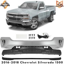 Front Bumper Chrome & Fog Lights Kit For 2016-2018 Chevrolet Silverado 1500