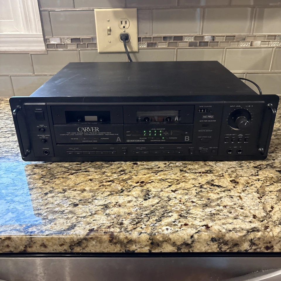 Carver Modelo TDR-2400 Doble Auto-Reversa Cassette Deck - ¡ENCIENDE/GIRA! -LEER- Foto 2 de 4