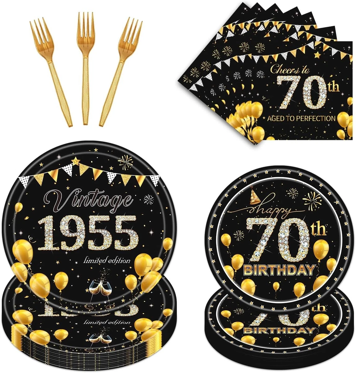 Coriandoli Glitterati 70° Compleanno - Oro E Nero 15g Per Decorazioni Tavolo