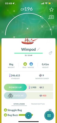 Shiny Wimpod MlNl P T C Go Beschreibung lesen | Pokémon