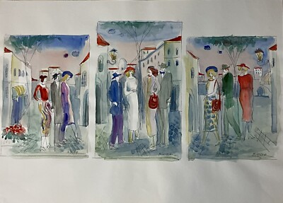 Moshe Leider, Original Watercolor, Hand signed, 27.5 x20 