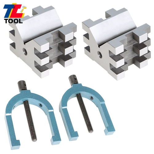 Multi-Use 2-3/8" x 2-3/4" x 2" V-Block and Clamp Set Hardened Steel Precision