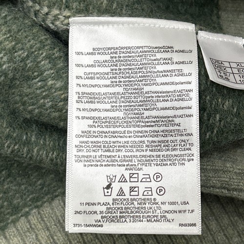 Brooks Brothers 100% Lambs Wool Sweater Men's XL Elbow Patch Green NWT $178 - Picture 8 of 8