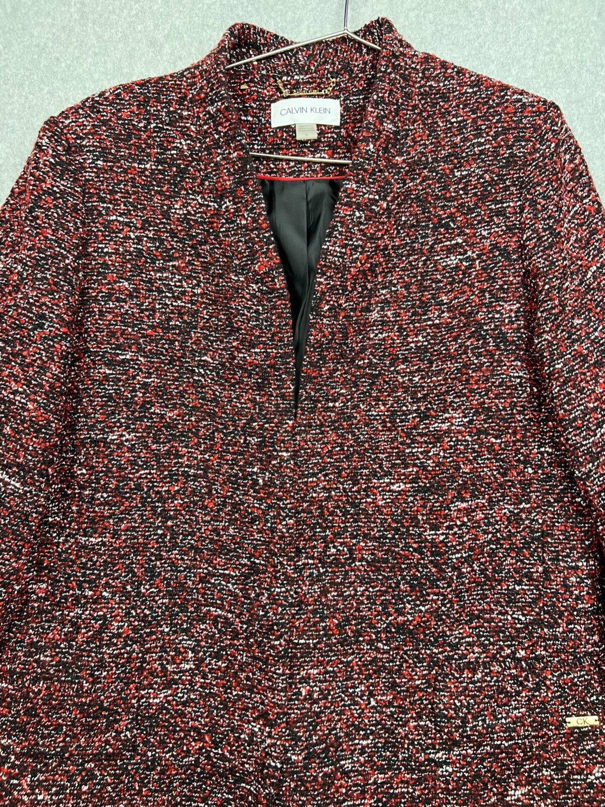 70s Calvin Klein Tweed Long Coat Jacket Womens Plus 16W Marble Winter Classy * thumbnail 7