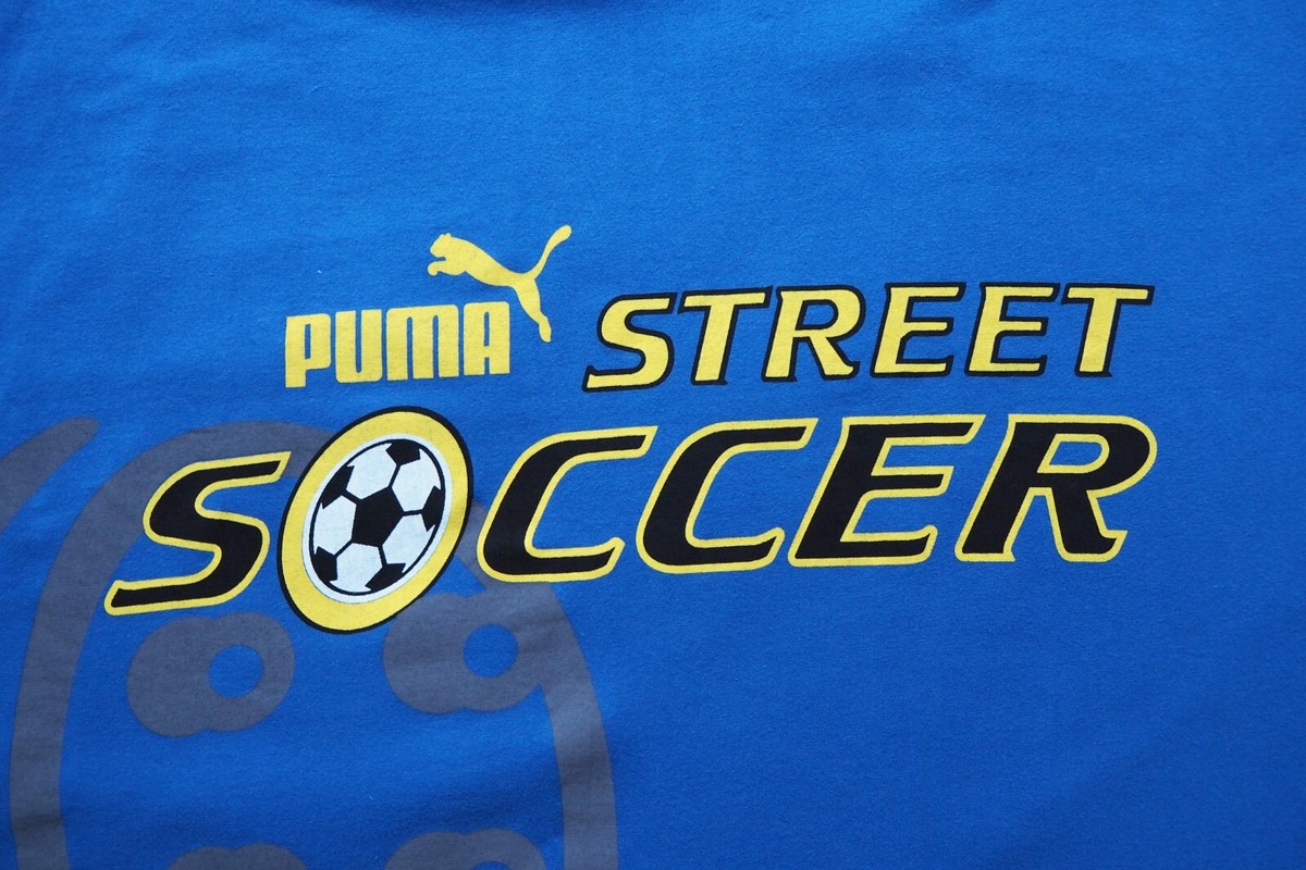 Vintage PUMA Street Soccer T-Shirt Size XXL blue 90s style