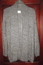 Pins and Needles S Open Cardigan Sweater Shawl Ribbed Textured Knit Pockets Gray