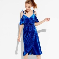Women's k/lab Velvet Faux-Wrap Dress Blue Size: S MSRP $68.00 ()