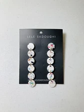 LELE SADOUGHI - White CIRCLE CONFETTI POPSUGAR 3” DANGLE EARRINGS