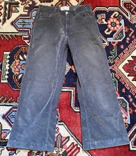 Vintage 1980's Seafarer Gray Velvet Sailor Utility Wide Leg Bell Bottom Slacks