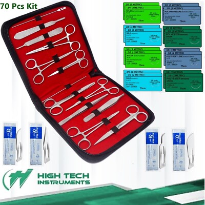 70Pc First Aid Emergency Trauma Response Kit Blades Sutures for Medical Students