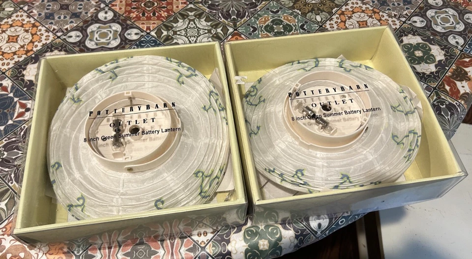 Pottery Barn Outlet Paper Lantern 8” Set Of 2 Battery Operated Portable New - Image 4 of 4