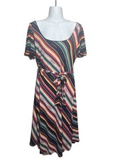 Nuevo con etiquetas Vestido Lauren Ralph Lauren Manta Rayas Suroeste Azteca Occidental Talla 10