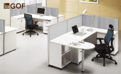 GOF L-Shaped Office Partition Set, Room Divider, 90''D x 126''W x (48''/60''/72''H)