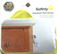 NEW Safety 1st Furniture Wall Straps Prevent Tipping Bookcases Shelves 2pk