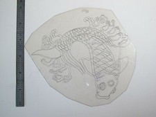 vtg 1960s 1970s Tattoo acetate stencil Asian Koi LG signed