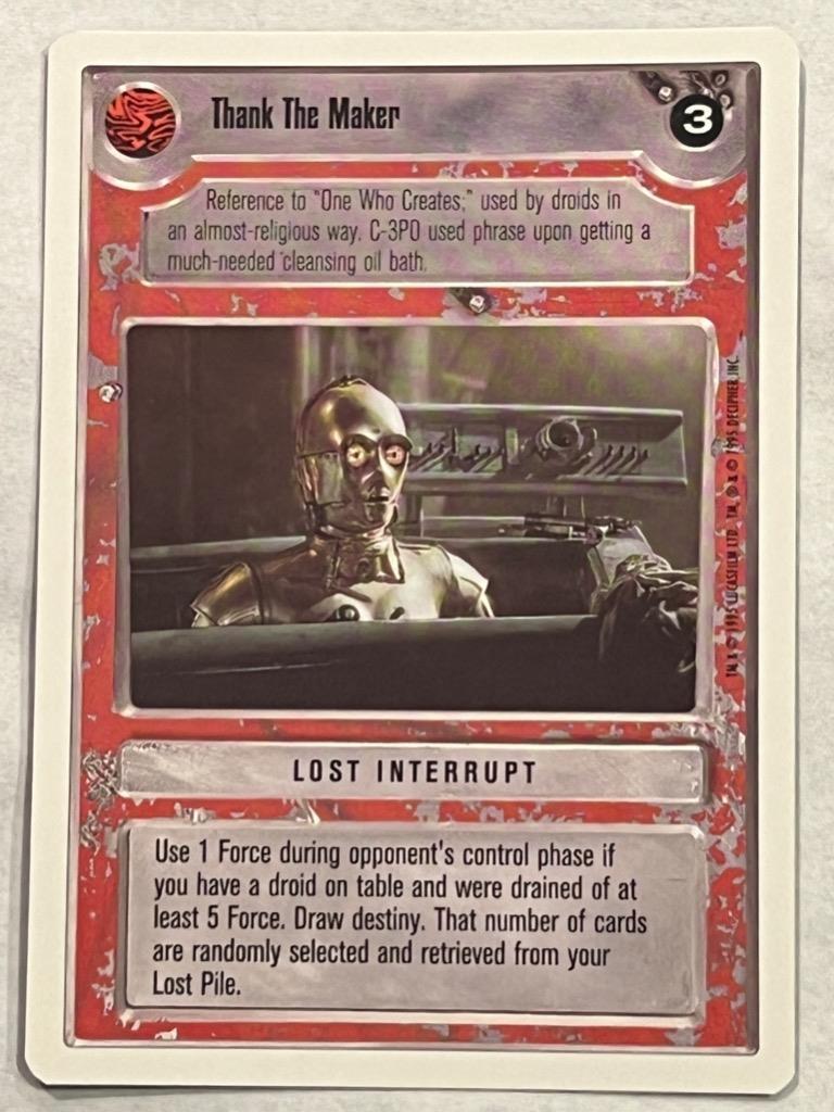 Star Wars CCG Premiere Unlimited (WB) LS Rare Thank The Maker