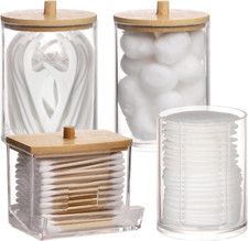 Tbestmax 10/7Oz Qtip Holder Dispenser, 4 Pack Apothecary Jars Restroom Bathroom