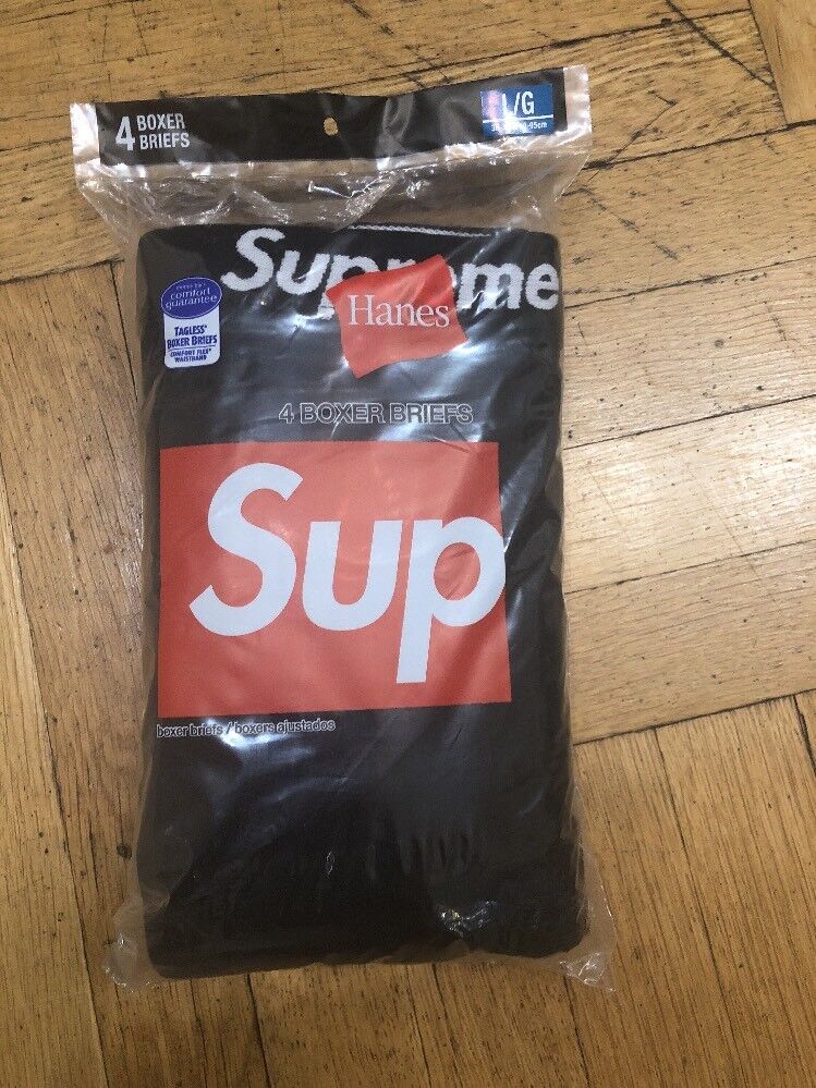Supreme Hanes Black 4 Pack Boxer Briefs Large L 36 Supreme Hanes Black 4 Pack Boxer Briefs Large L 36