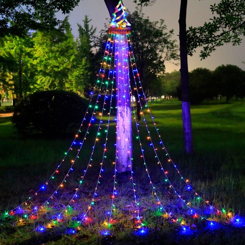 Outdoor LED Solar Powered String Light Decor Waterfall Light For Christmas Tree - Picture 2 of 13
