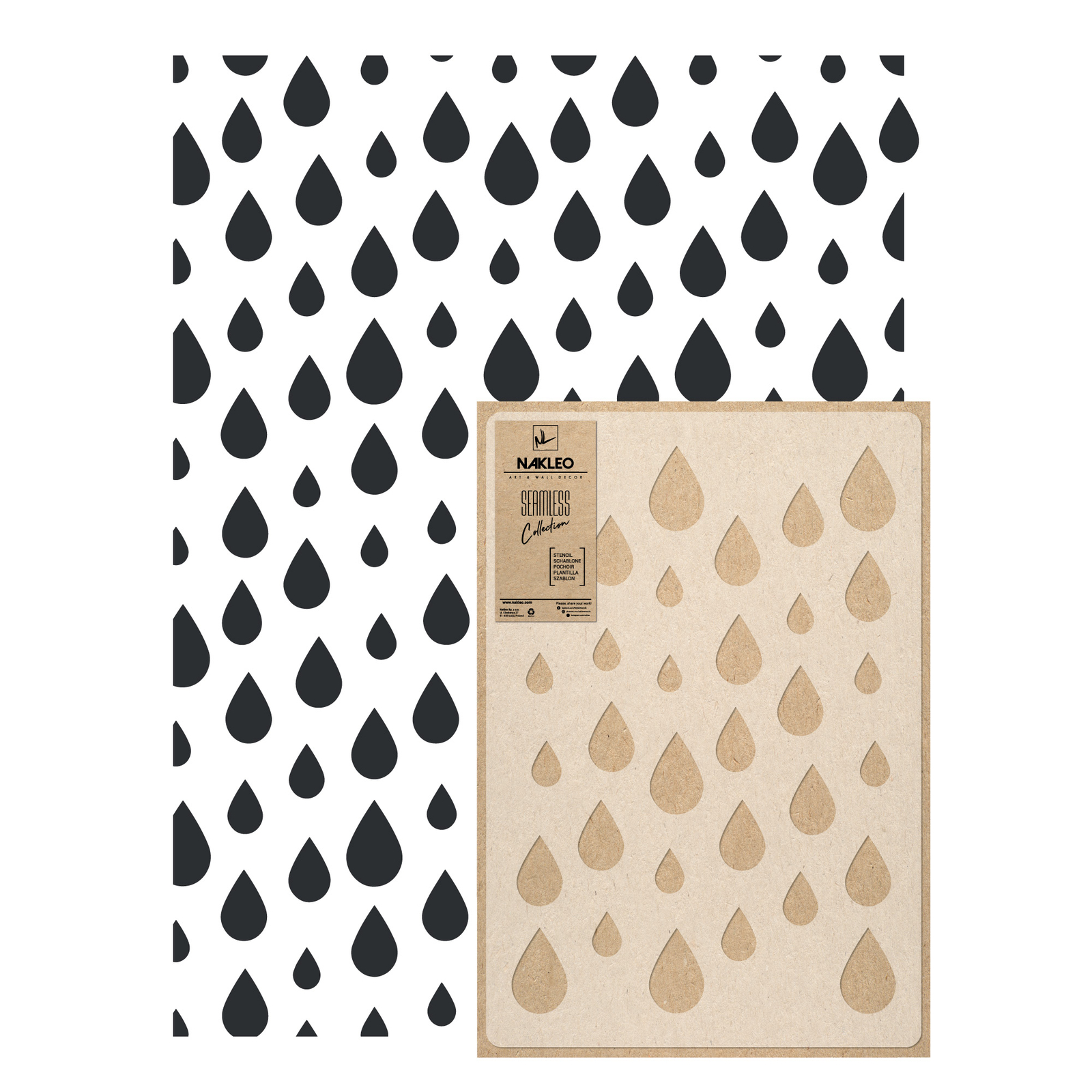 Pochoir plastique réutilisable ENFANTS motif Drops en continu 65x95cm