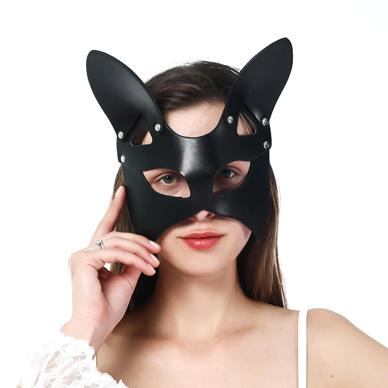 Mujer Gato Máscara Fiesta Juegos con disfraces Niña Disfraz Mascarada Sexy Esclavo Cuero Accesorios Foto 4 de 4