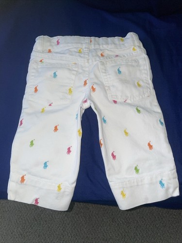 Polo Ralph Lauren Pony All Over Rainbow Capri Pants Girls 5 RARE Adjustable - Picture 6 of 12