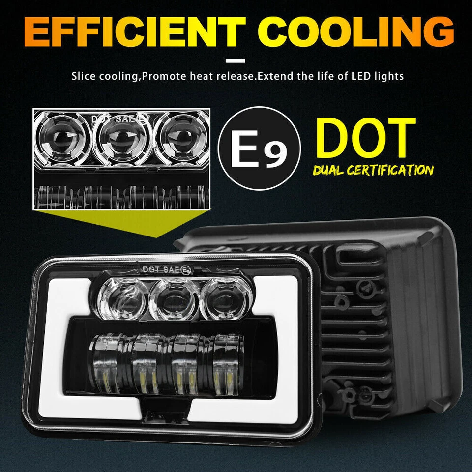 Faros LED de 4x6 pulgadas haz sellado alto/bajo para GMC V2500 SUBURBAN 1989-1991 2 PIEZAS Foto 4 de 4