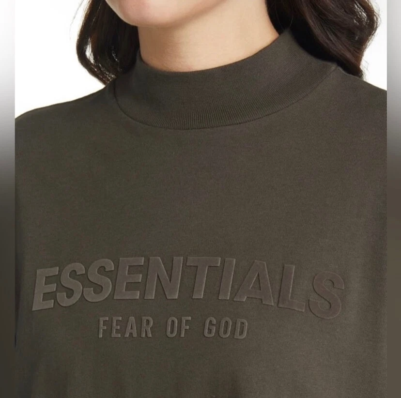 Abito donna Essentials Fear Of God marrone girocollo cotone nuovo con etichette taglia XS