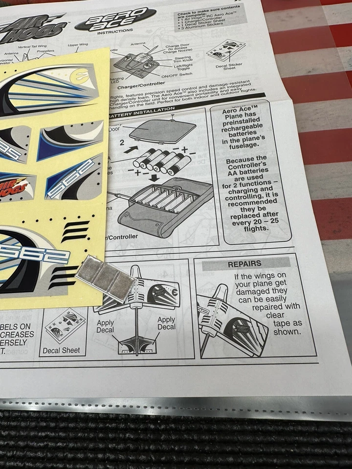 Air Hogs Aero Ace RC Plane: DECALS and MANUAL NEW USA SHIP - Image 4 of 4